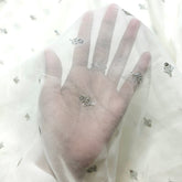 Silver Sequin on Dyeable Georgette Fabric with Floral Work