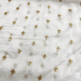 Golden Sequin on Chinon Fabric with Floral Work
