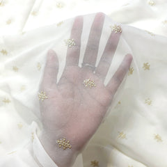 Silver Sequin on Dyeable Georgette Fabric with Floral Work