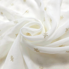 Silver Sequin on Dyeable Georgette Fabric with Floral Work
