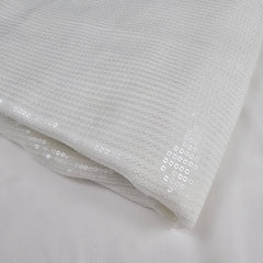 Ruhani White Georgette Embroidered Fabric with Sequins