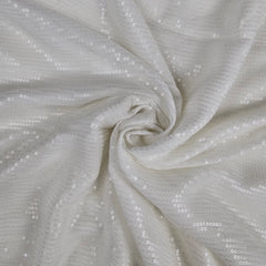 Ruhani White Georgette Embroidered Fabric with Sequins