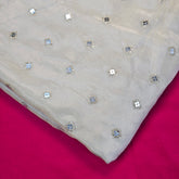 Gold Embroidered Shimmer Tissue Dyeable Fabric with Sequins and Mirror Work