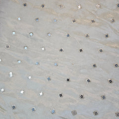 Gold Embroidered Shimmer Tissue Dyeable Fabric with Sequins and Mirror Work