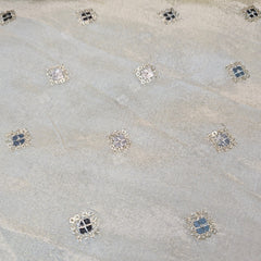 Gold Embroidered Shimmer Tissue Dyeable Fabric with Sequins and Mirror Work