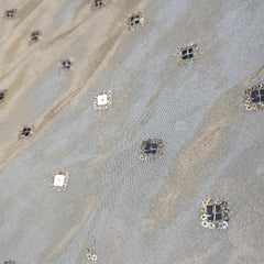 Gold Embroidered Shimmer Tissue Dyeable Fabric with Sequins and Mirror Work