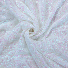 Zarqa Dyeable Georgette Fabric with Rainbow Sequin