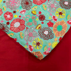 Nakshatra Aqua Teal Georgette Base Embroidered Fabric