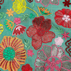 Nakshatra Aqua Teal Georgette Base Embroidered Fabric