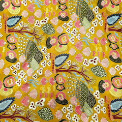 Nakshtra Mustard Yellow Georgette Base Embroidered Fabric