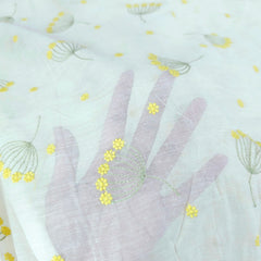 Eywa Yellow Floral Embroidered Maheshwari Fabric