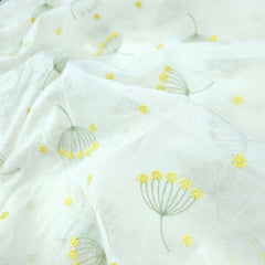 Eywa Yellow Floral Embroidered Maheshwari Fabric