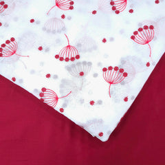 Eywa Red Floral Embroidered Maheshwari Fabric