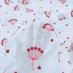 Eywa Red Floral Embroidered Maheshwari Fabric