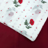 Reshamzar Red Floral Embroidered Maheshwari Fabric