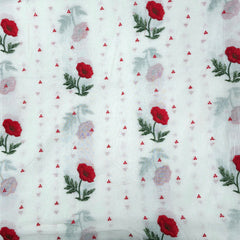 Reshamzar Red Floral Embroidered Maheshwari Fabric