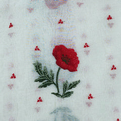 Reshamzar Red Floral Embroidered Maheshwari Fabric