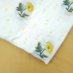 Reshamzar Yellow Embroidered Maheshwari Fabric