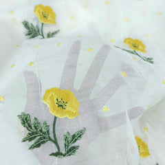 Reshamzar Yellow Embroidered Maheshwari Fabric