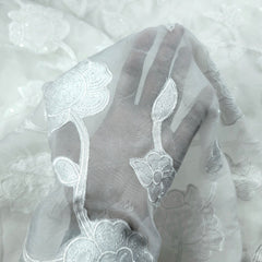 Embroidered Dyeable Organza base Brasso Fabric with Floral Pattern