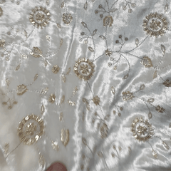 Shahi Dyeable Velvet Fabric with Sequins and Cutdana Work