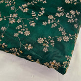 Rajrani Emerald Green Gajji Silk Fabric with Floral Sequins and Zari work