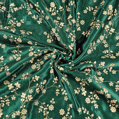 Rajrani Emerald Green Gajji Silk Fabric with Floral Sequins and Zari work