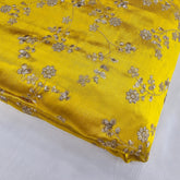 Rajrani Mustard Yellow Gajji Silk Fabric with Floral Sequins and Zari work