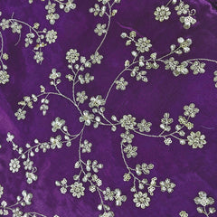 Rajrani Wine Gajji Silk Fabric with Floral Sequins and Zari work