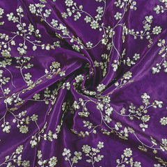 Rajrani Wine Gajji Silk Fabric with Floral Sequins and Zari work