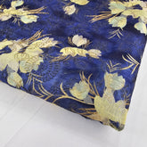 Kusum Blue Chanderi Floral Digital Printed Fabric with Coord Zari Work