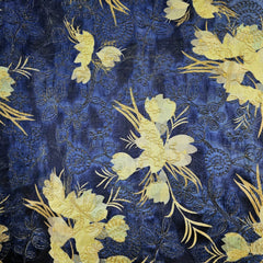 Kusum Blue Chanderi Floral Digital Printed Fabric with Coord Zari Work