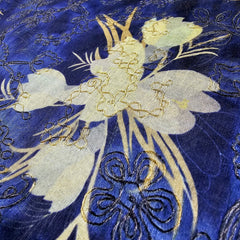 Kusum Blue Chanderi Floral Digital Printed Fabric with Coord Zari Work