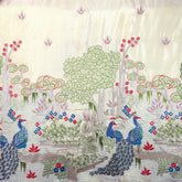 Morjaal Embroidered Dyeable Shimmer Tissue Fabric with Peacock and Jungle Motifs