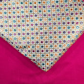 Multicolor Embroidered Zari, Mirror & Sequin Work Raw Silk Fabric with Diamond Pattern