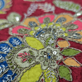 Maroon Crepe Base Fabric with Multicolor Embroidery & Zari, Sequin work