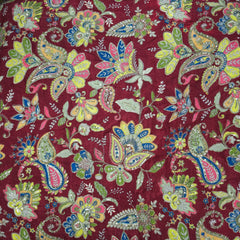Maroon Crepe Base Fabric with Multicolor Embroidery & Zari, Sequin work