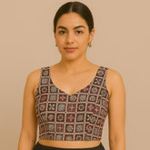 Rangrez Shades of Wine & Green Color Sequin Blouse with Sweetheart Neckline