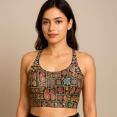 Aarasi Pure Banarasi Dola Silk Soft Brocade Blouse with Position Print on Grey Base and Round Neckline