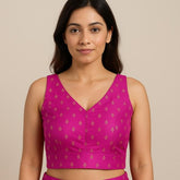 Lisa Soft Fuchsia Purple Color & Zari Butti motifs Blouse with V Neckline