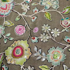 Embroidered Mehendi Green Blouse with Half Sleeves and V Neckline