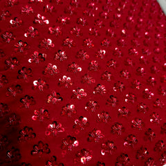 Red Embroidered on Red Georgette Fabric with Cutdana & Sequin Work