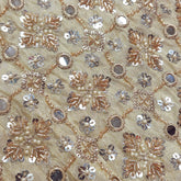 Dyeable Shimmer Tissue Fabric with Geometric Mirror, Sequin & Cutdana Work