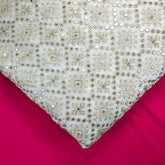 Sheesh-Aura Dyeable Georgette Fabric with Diamond Grids Mirror, Sequin and Zari Work