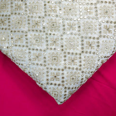 Sheesh-Aura Dyeable Georgette Fabric with Diamond Grids Mirror, Sequin and Zari Work