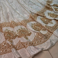 DYEABLE Crepe Fabric with Sequin, Cutdana and Zari work Border