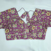 Embroidered Opera Mauve Blouse with Half Sleeves and V Neckline