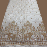 DYEABLE Crepe Fabric with Sequin, cutdana and zari work Elephant Border