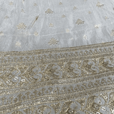 Embroidered Dyeable Tissue Brocade with Zari, Sequin work Border