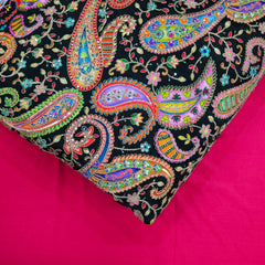 Black Crepe Base Fabric with Multicolor Embroidery & Zari, Sequin work